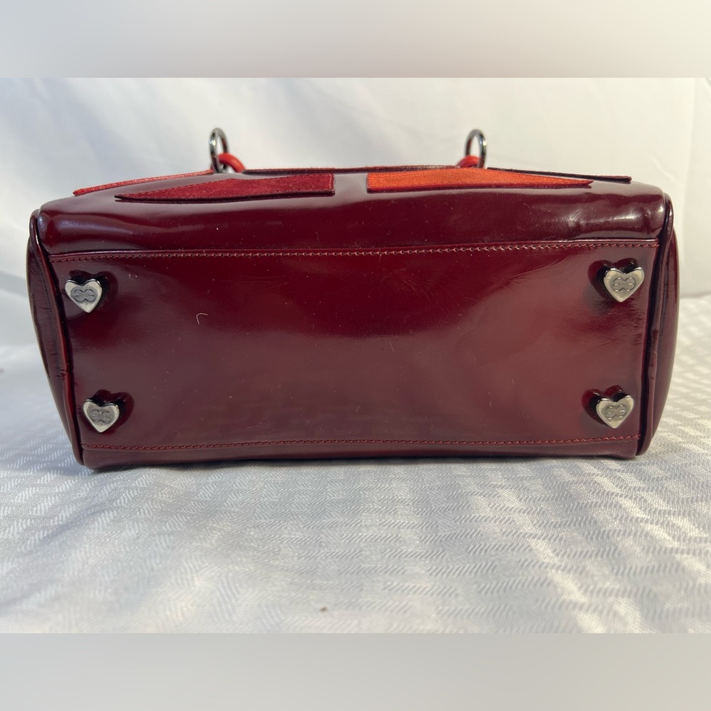 3001: Escada Y2K Burgundy Patent Leather & Suede Mini Bowler Bag Italy - Picture 5 of 16